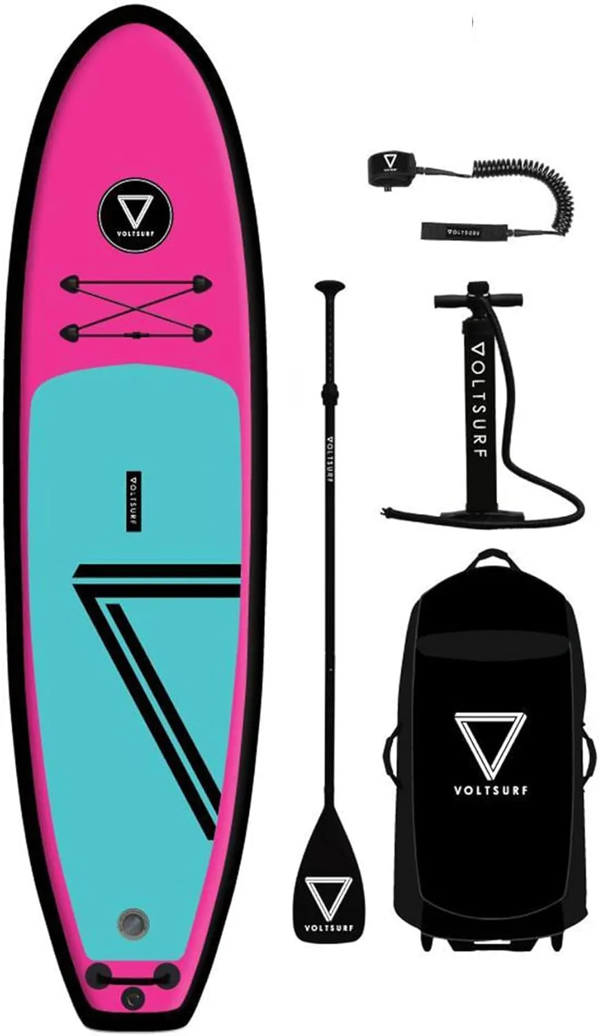 10 Foot Class Act Inflatable SUP Outdoor Lake Water Sport Stand Up Paddle Board Kit with Adjustable Paddle and Manual Pump, Black Rail