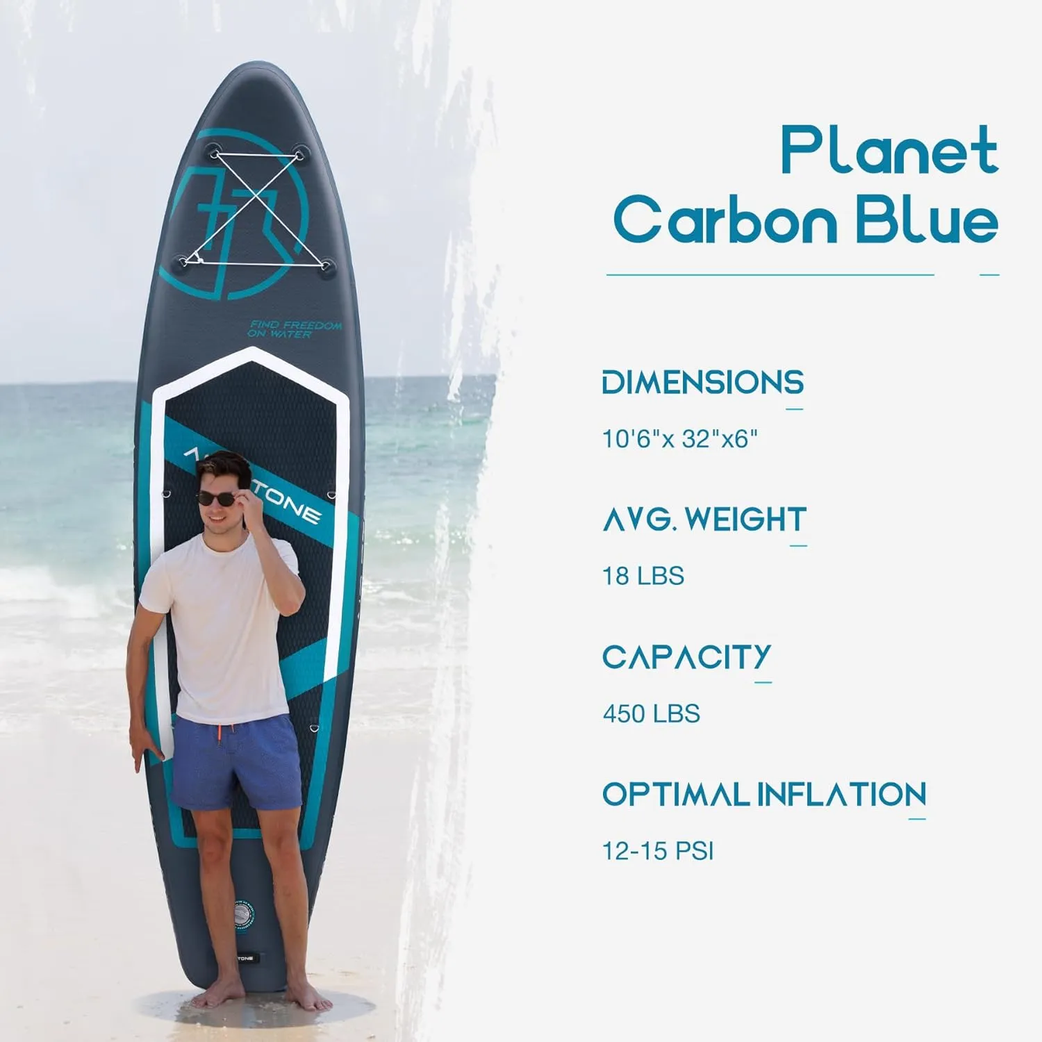 10'6 450 lb CapacityInflatable Stand Up Paddle Board with sup Accessories Including Backpack, Repairing Kits, Non-Slip Deck, Leash, 3 Fins, Paddle and Hand Pump