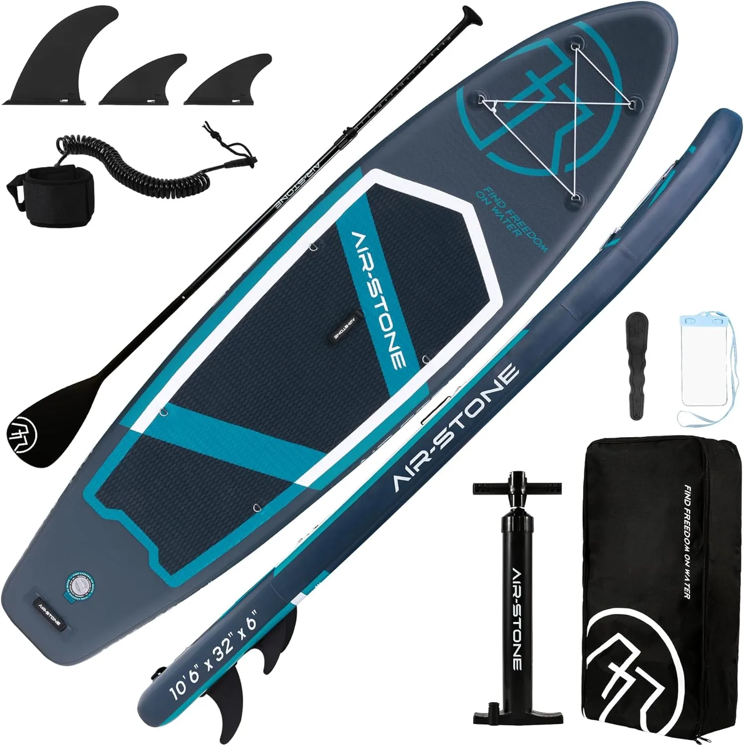 10'6 450 lb CapacityInflatable Stand Up Paddle Board with sup Accessories Including Backpack, Repairing Kits, Non-Slip Deck, Leash, 3 Fins, Paddle and Hand Pump