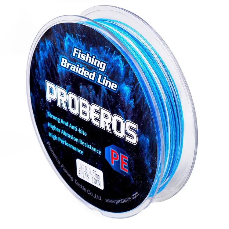 2 PCS PROBEROS 4 Edits 100M Strong Horse Fish Line, Line number: 5.0 / 50LB(Blue)