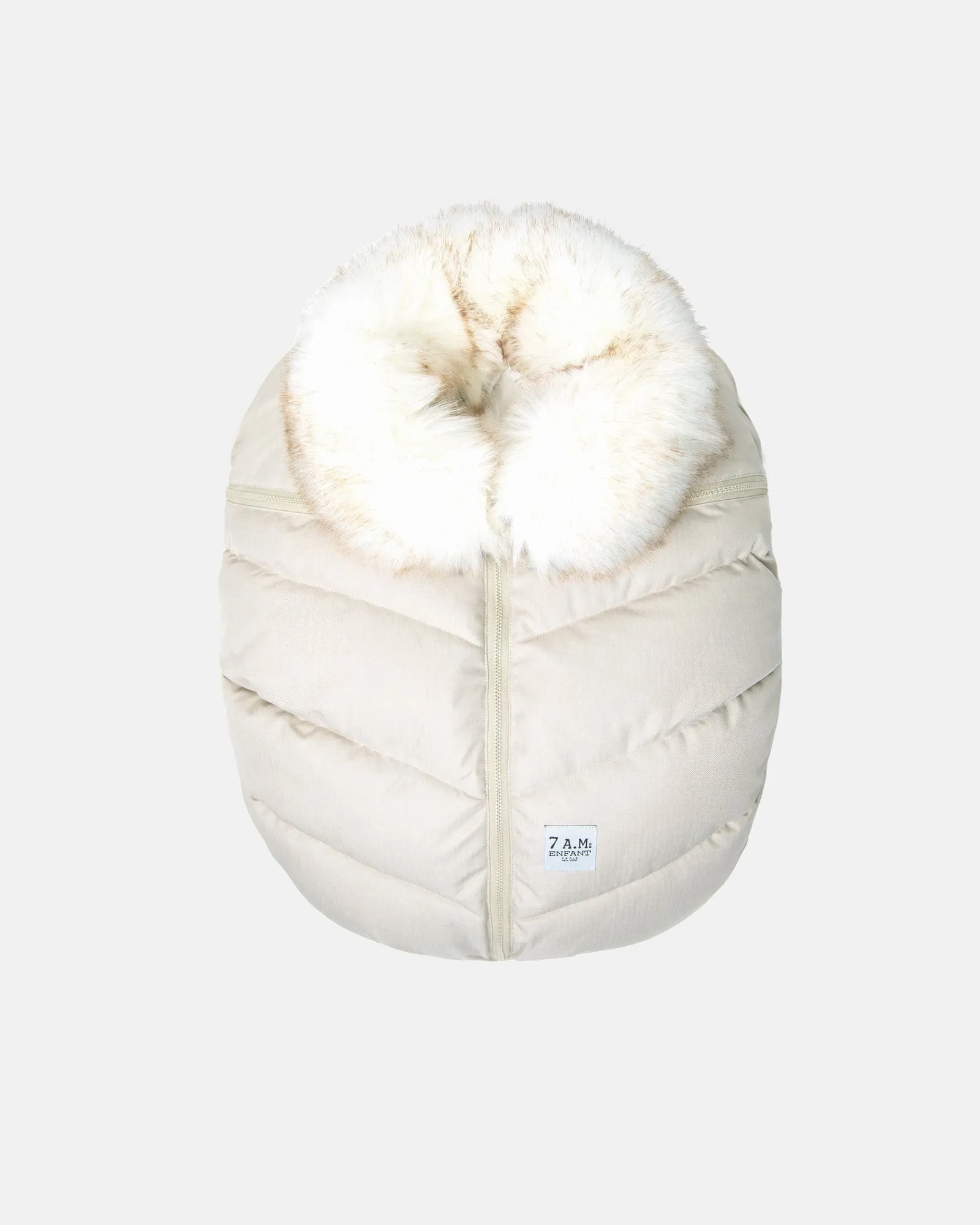 7 A.M. Enfant Car Seat Cocoon - Tundra Heather Beige White Faux Fur