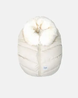 7 A.M. Enfant Car Seat Cocoon - Tundra Heather Beige White Faux Fur