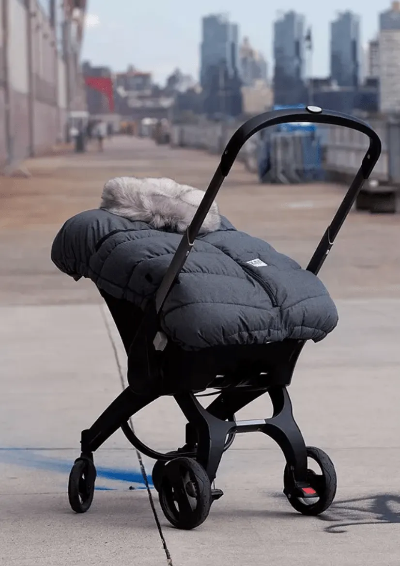 7 A.M. Enfant Car Seat Cocoon - Tundra Heather Grey Dark Faux Fur