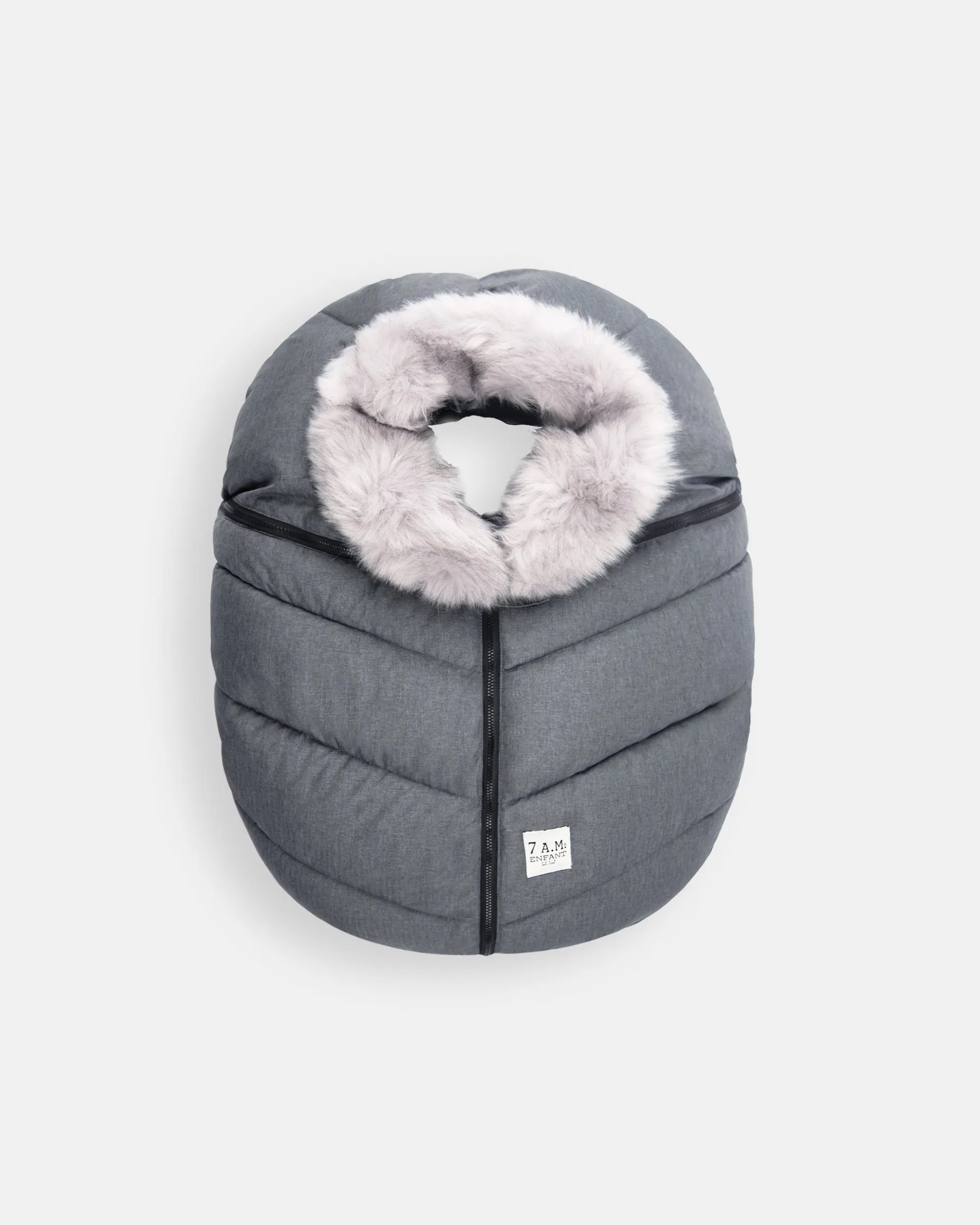 7 A.M. Enfant Car Seat Cocoon - Tundra Heather Grey Dark Faux Fur