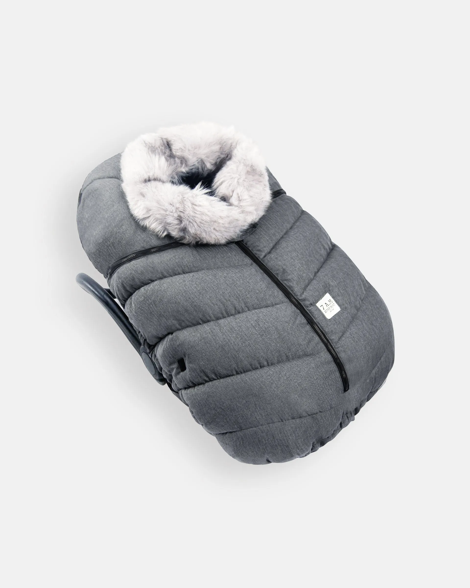 7 A.M. Enfant Car Seat Cocoon - Tundra Heather Grey Dark Faux Fur