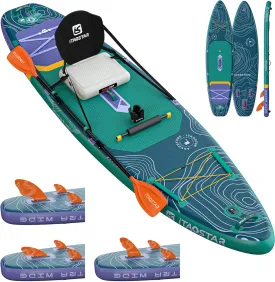 Adventure 1235"/39" Extra Wide Paddle Board, One-Stop Premium SUP Board Accessories, Tailored 5 Fins, Stable Inflatable Stand Up Paddle Boards for Youth/Adults of All Skill Levels