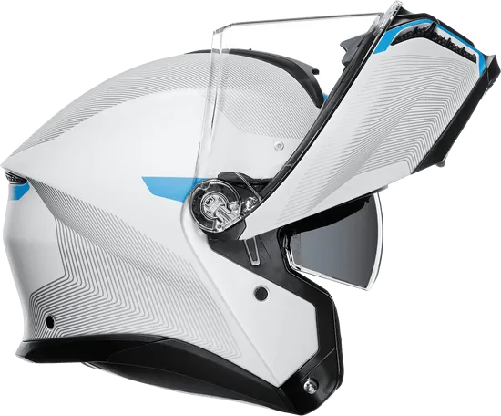 AGV Tourmodular Helmet Frequency Graphic Gray/Blue with Cardo Insyde Installed