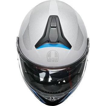 AGV Tourmodular Helmet Frequency Graphic Gray/Blue with Cardo Insyde Installed