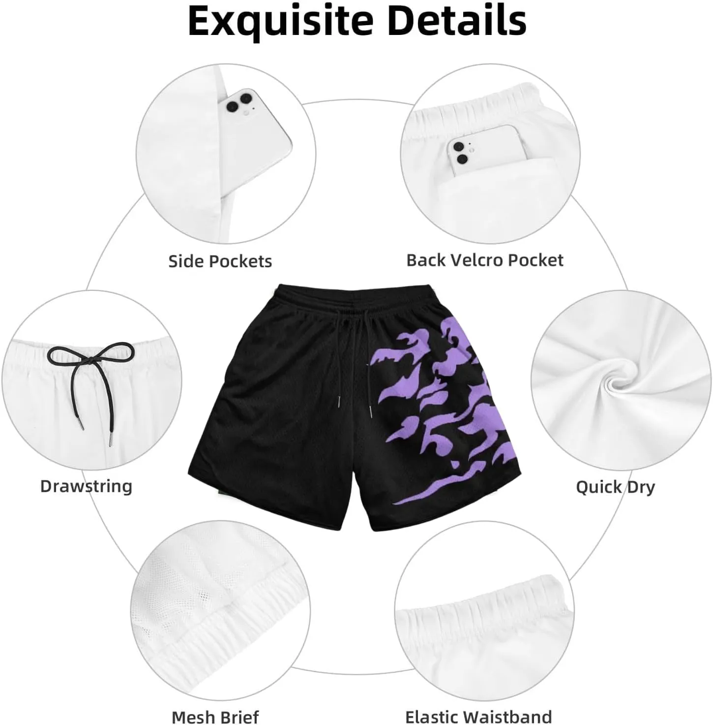 Anime Board Shorts for Men Summer Gym Shorts Men Swim Trunks Casual Running Shorts