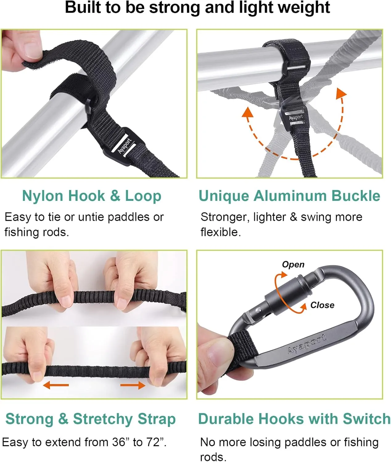 Ayaport Kayak Paddle Leash Kayak Accessories for Kayaking Fishing SUP Sail Gear Canoe