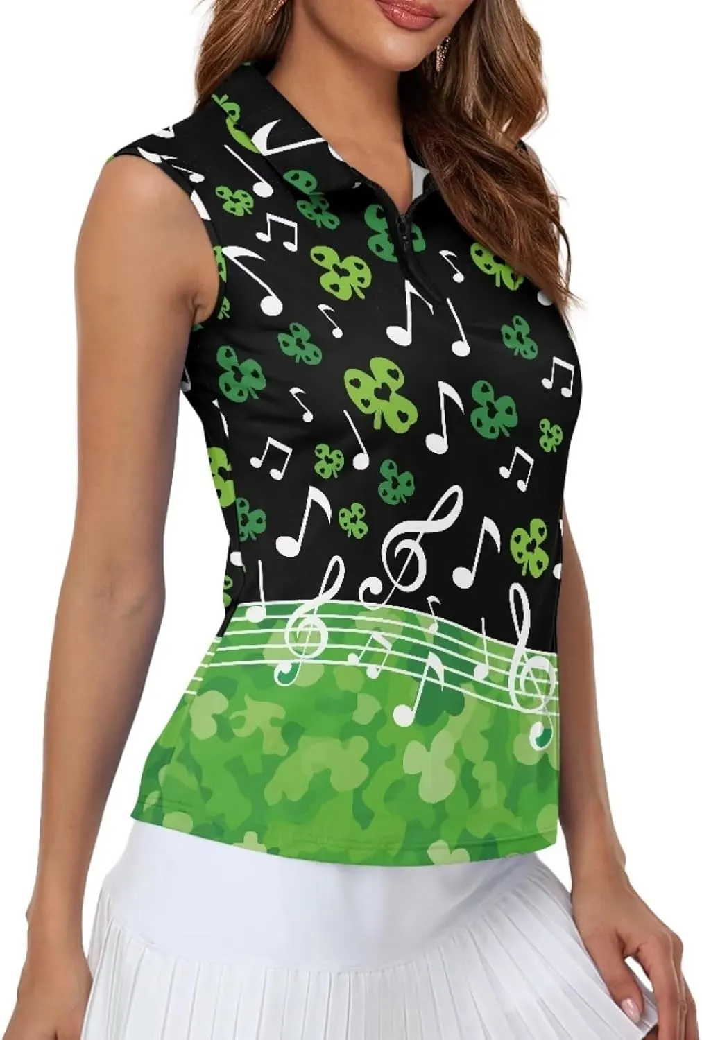 Belidome Women's Zip Up Golf Shirt Tank Sleeve Tops Tennis Outfit T-Shirt Tee Pullover