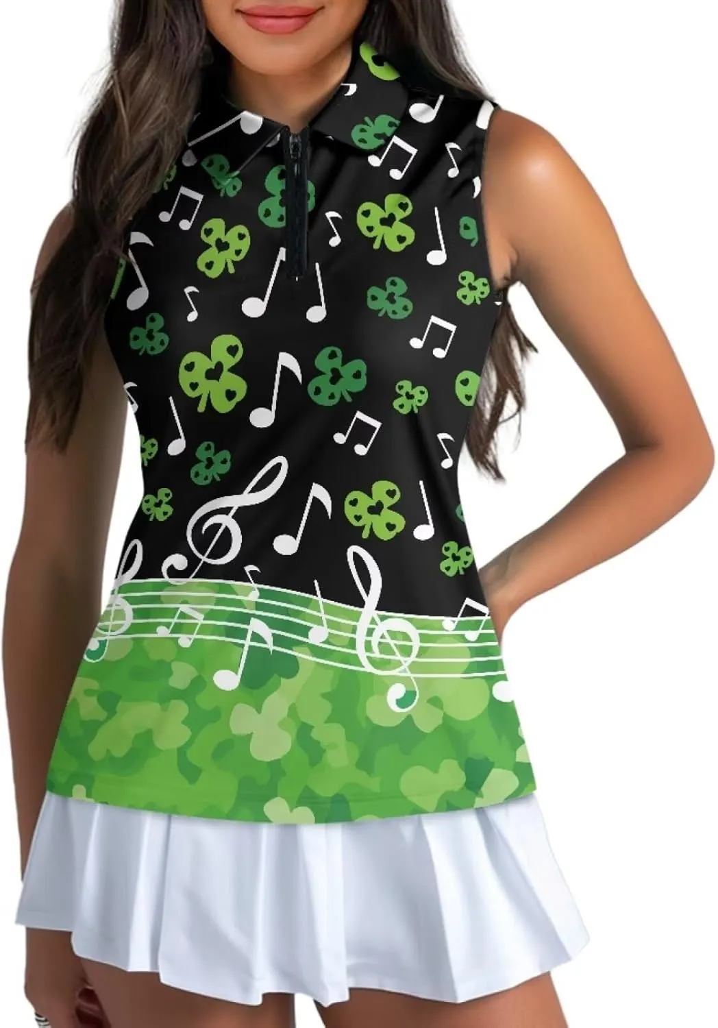 Belidome Women's Zip Up Golf Shirt Tank Sleeve Tops Tennis Outfit T-Shirt Tee Pullover