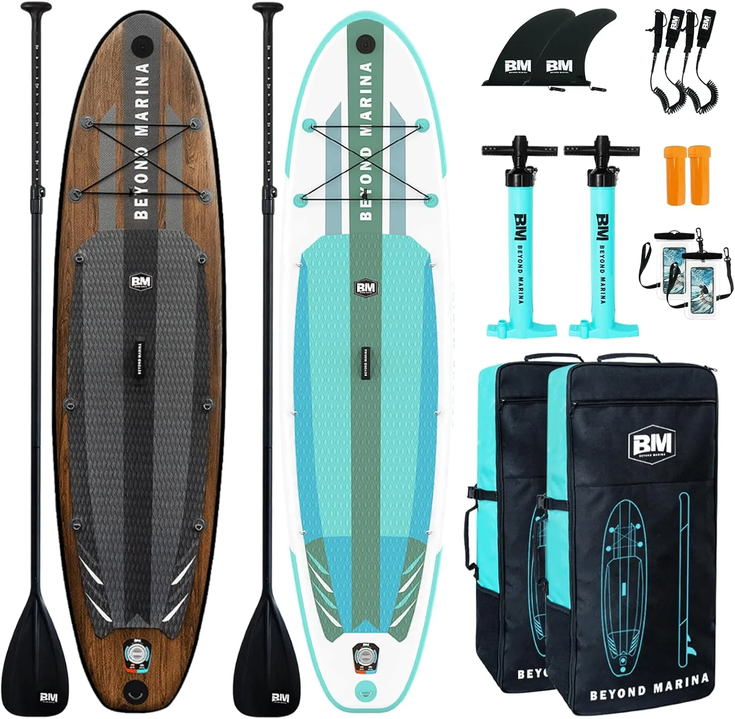 BEYOND MARINA Inflatable Stand Up Paddle Board, 10'6" SUP Paddleboard for Adult, Premium Accessories | Non-Slip 5MM EVA Deck & Foam Handles, Camera Mount, Double Action Pump, 85L Travel Backpack