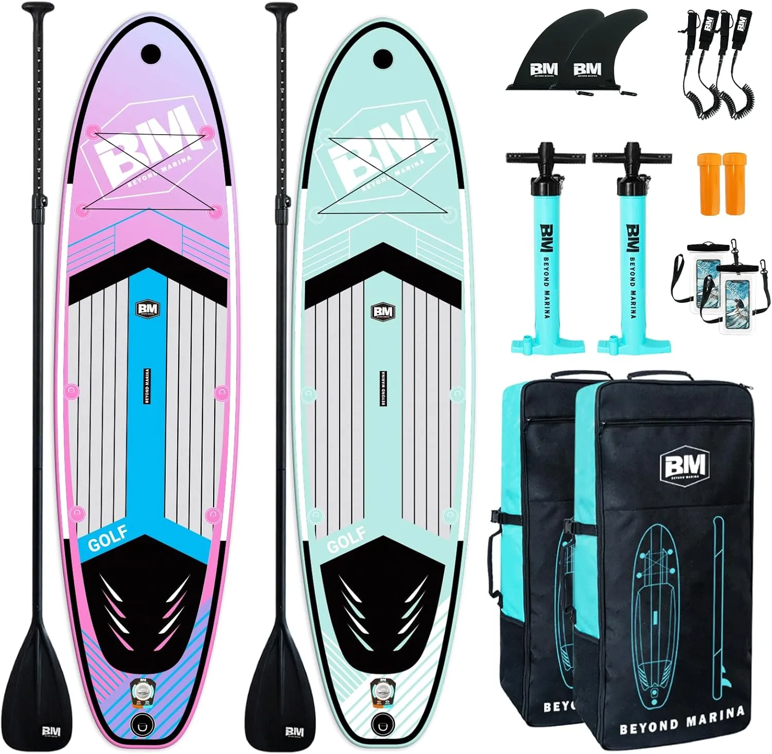 BEYOND MARINA Inflatable Stand Up Paddle Board, 10'6" SUP Paddleboard for Adult, Premium Accessories | Non-Slip 5MM EVA Deck & Foam Handles, Camera Mount, Double Action Pump, 85L Travel Backpack