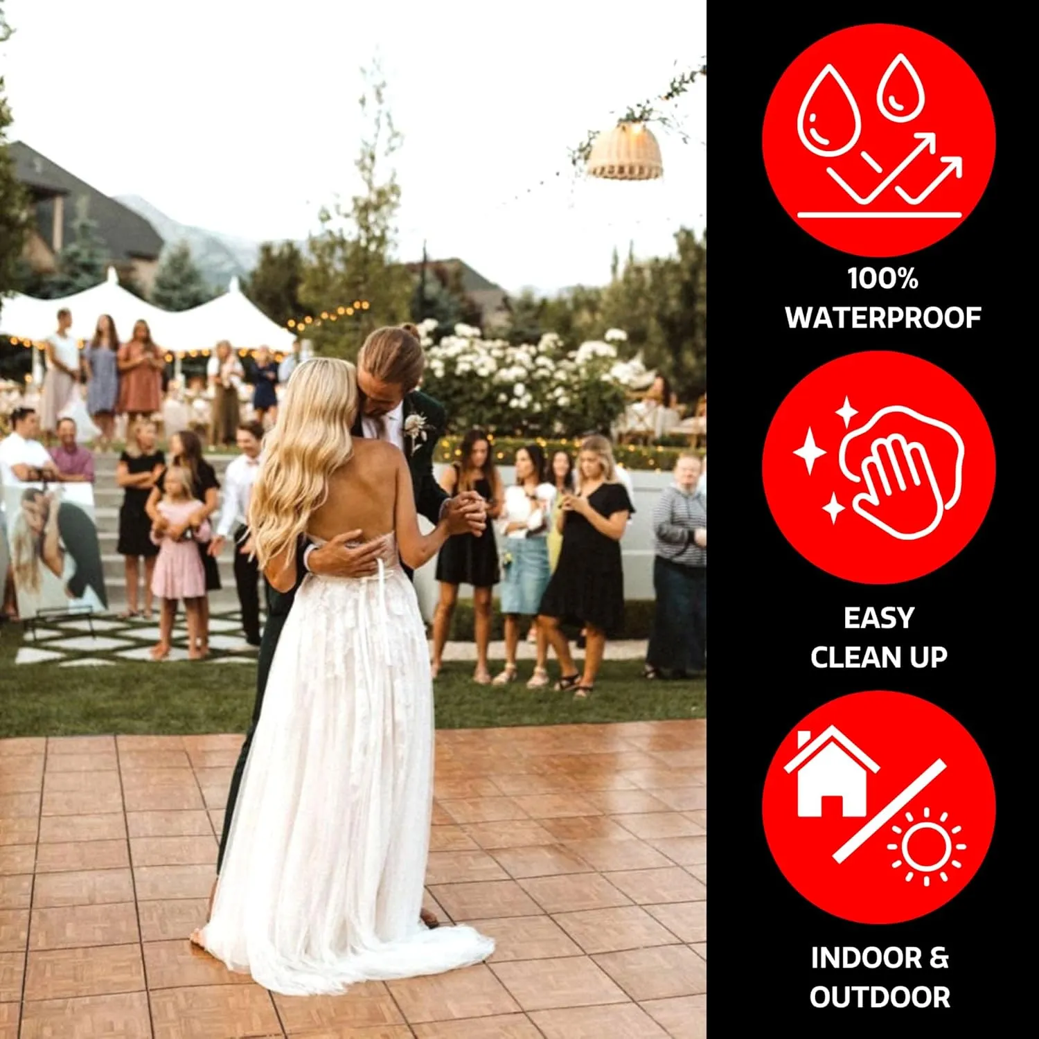 Big Floors 3X3RESHICKORY Interlocking Lightweight Plastic Modular Dance Floor Kit (3' x 3'), Hickory, 21 Piece
