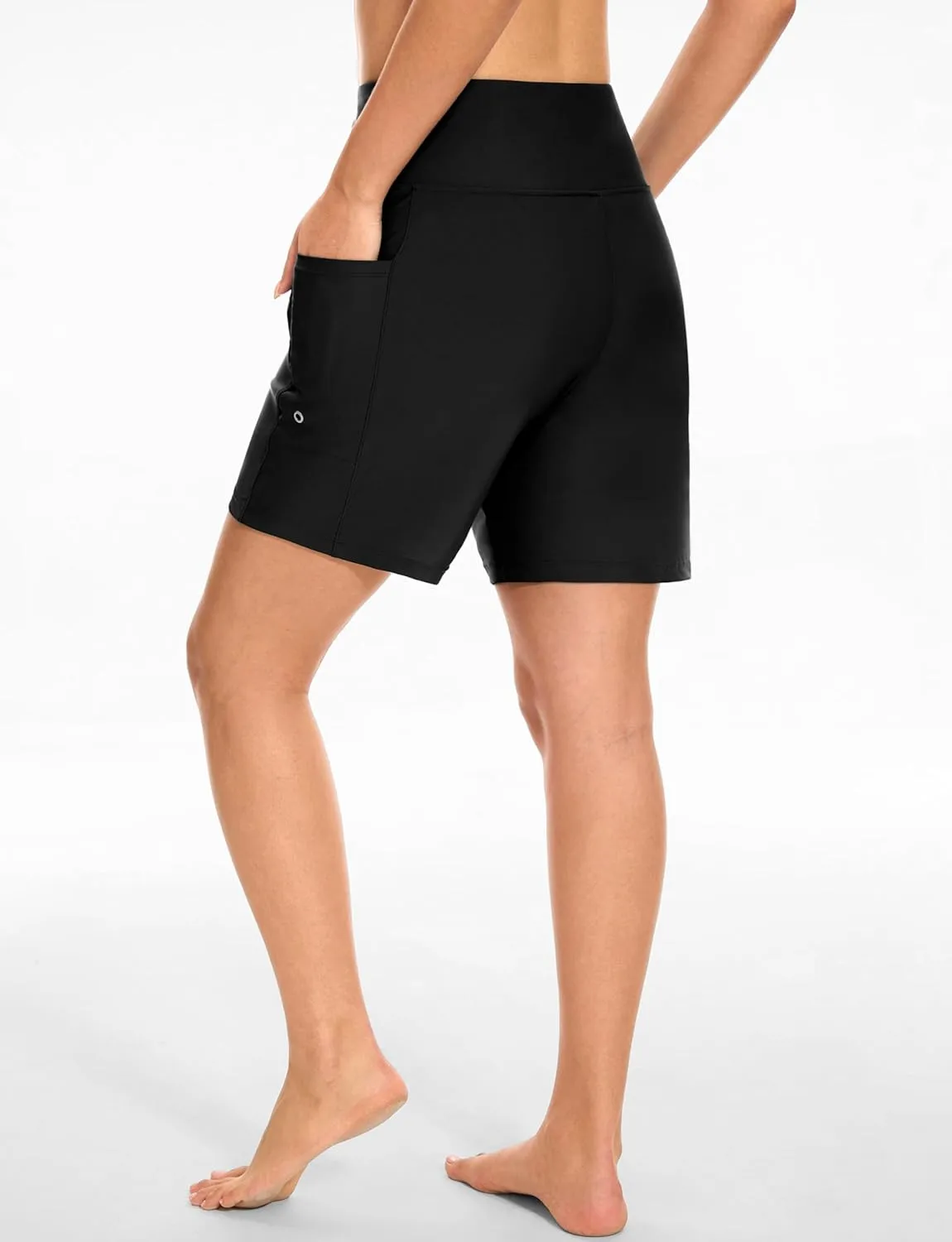 Blouty Women's 7" Long Swim Board Shorts with Pockets Liner High Waisted Quick Dry Beach Swimming Shorts for Women