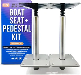 Boat Seat Pedestal Kit 3 Piece Set, Includes Seat Mount, Pedestal Pole & Swivel Base Plate for Fishing, Jon, and Bass Boats