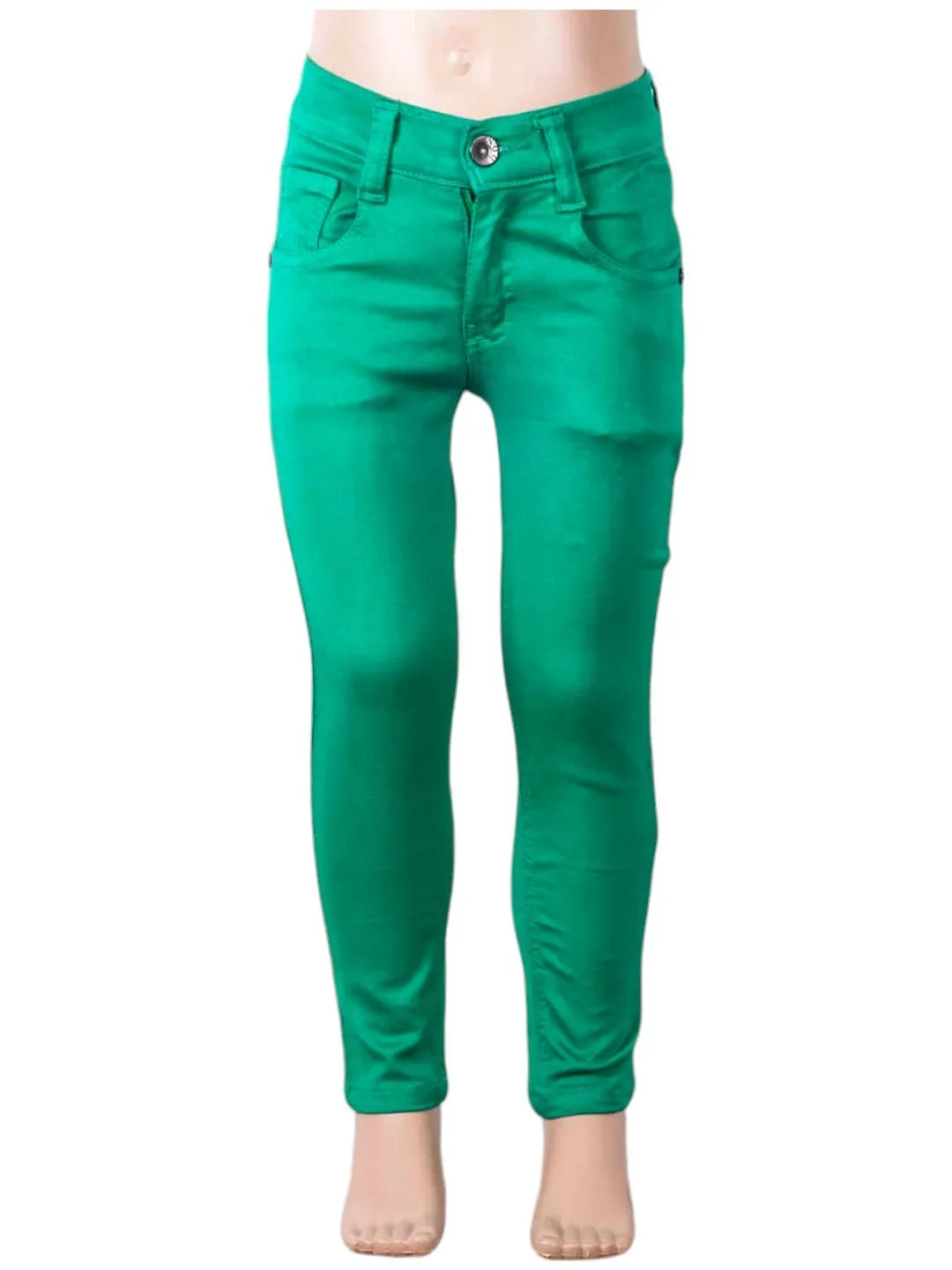 Bright Green Stretchable Slim-Fit Pants for Girls
