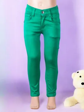 Bright Green Stretchable Slim-Fit Pants for Girls