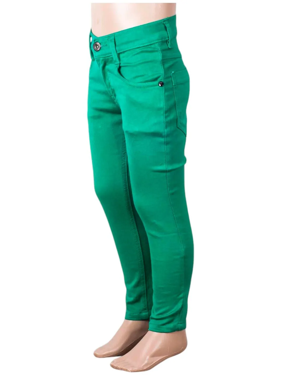 Bright Green Stretchable Slim-Fit Pants for Girls