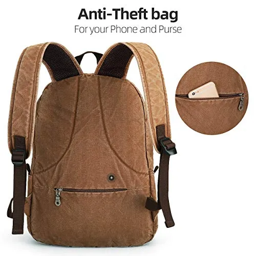 Canvas Backpack Lightweight Travel Daypack Student Rucksack Laptop Backpack