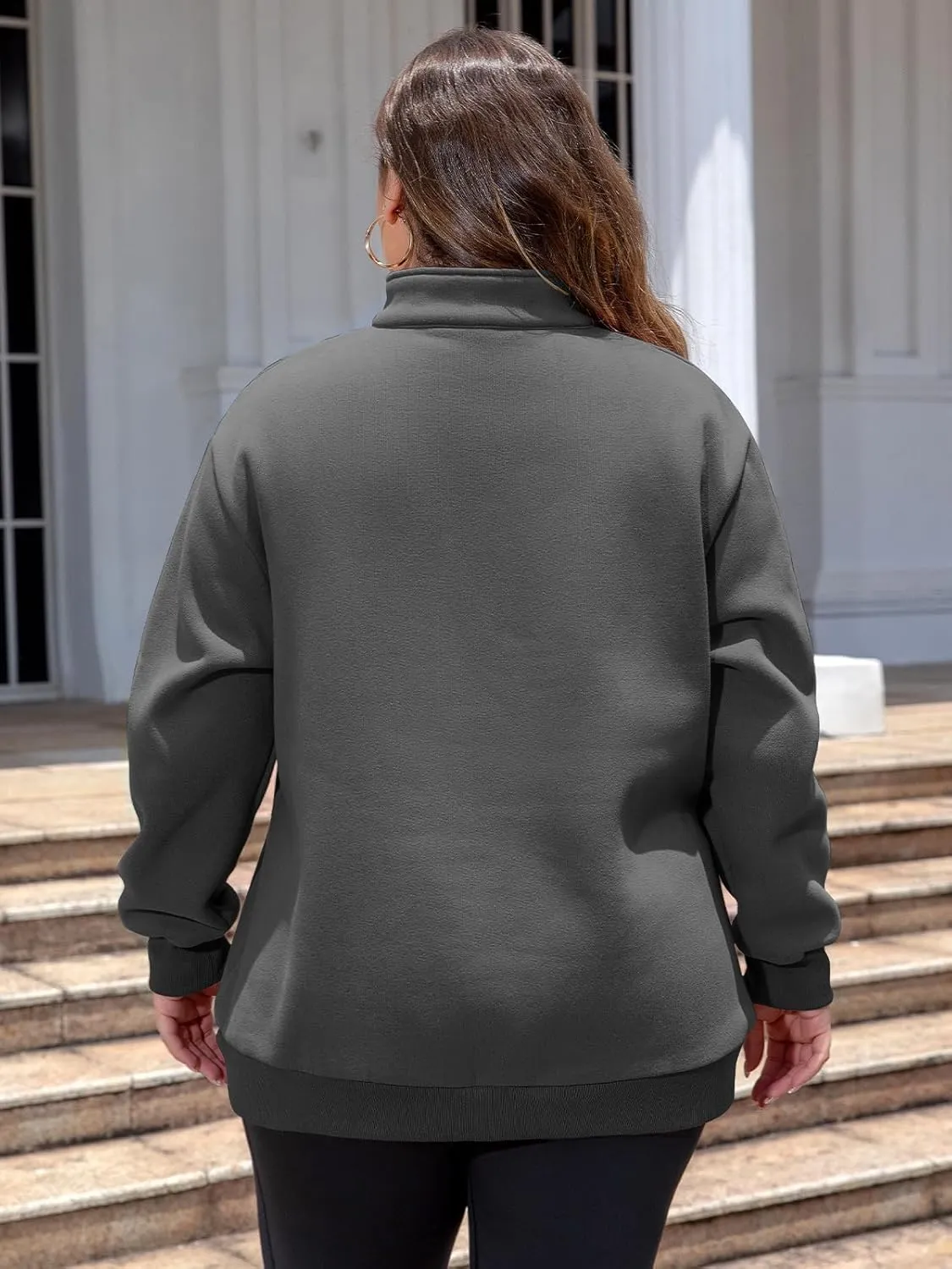 Chulianyouhuo Womens Plus Size Half Zip Pullover Long Sleeve Oversized Sweatshirt Drop Shoulder Hoodie Teen Girls Y2K Clothes