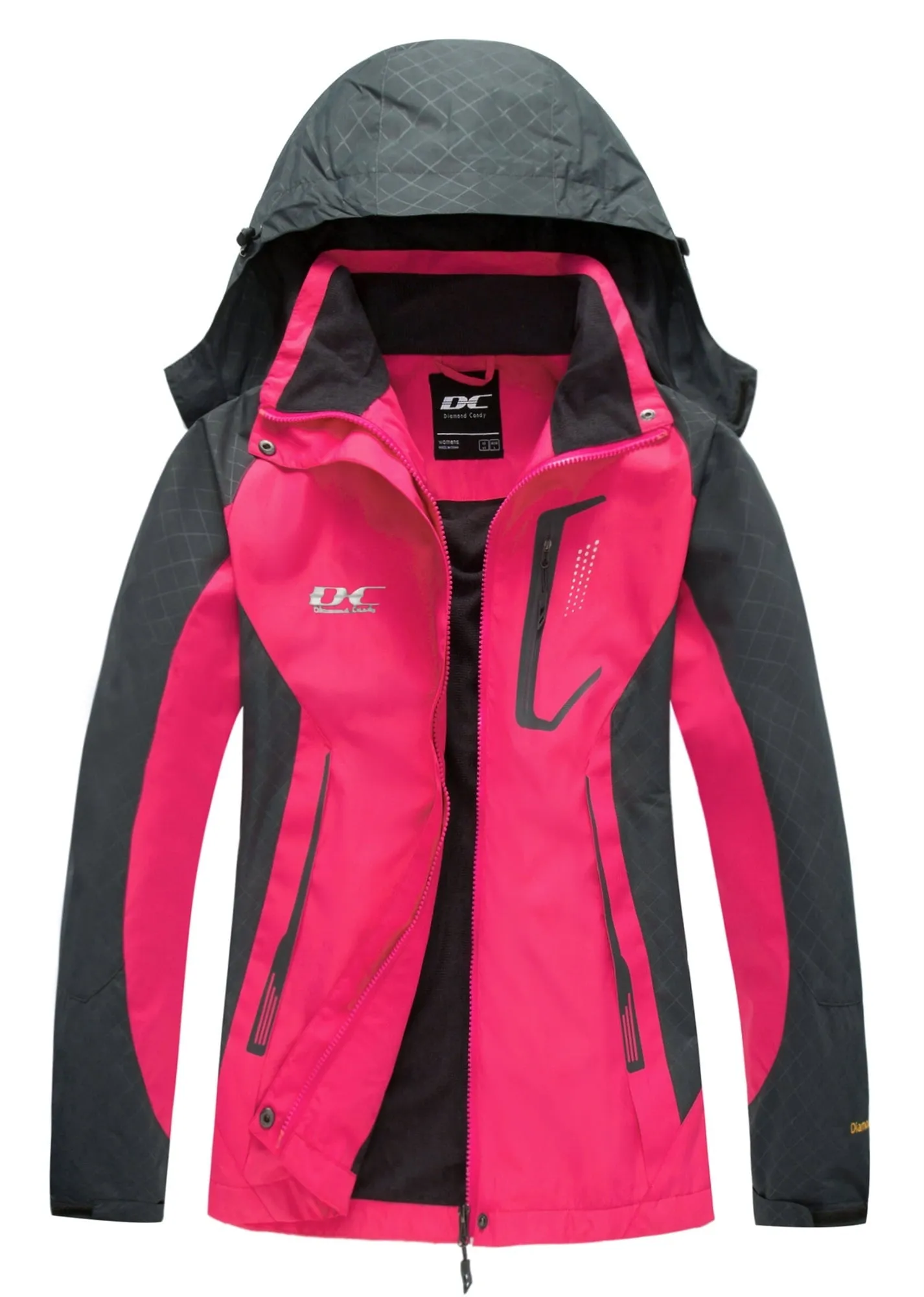 Diamond Candy Womens Rain Jacket Waterproof Coat with Hood Windproof Lightweight Hiking Jackets