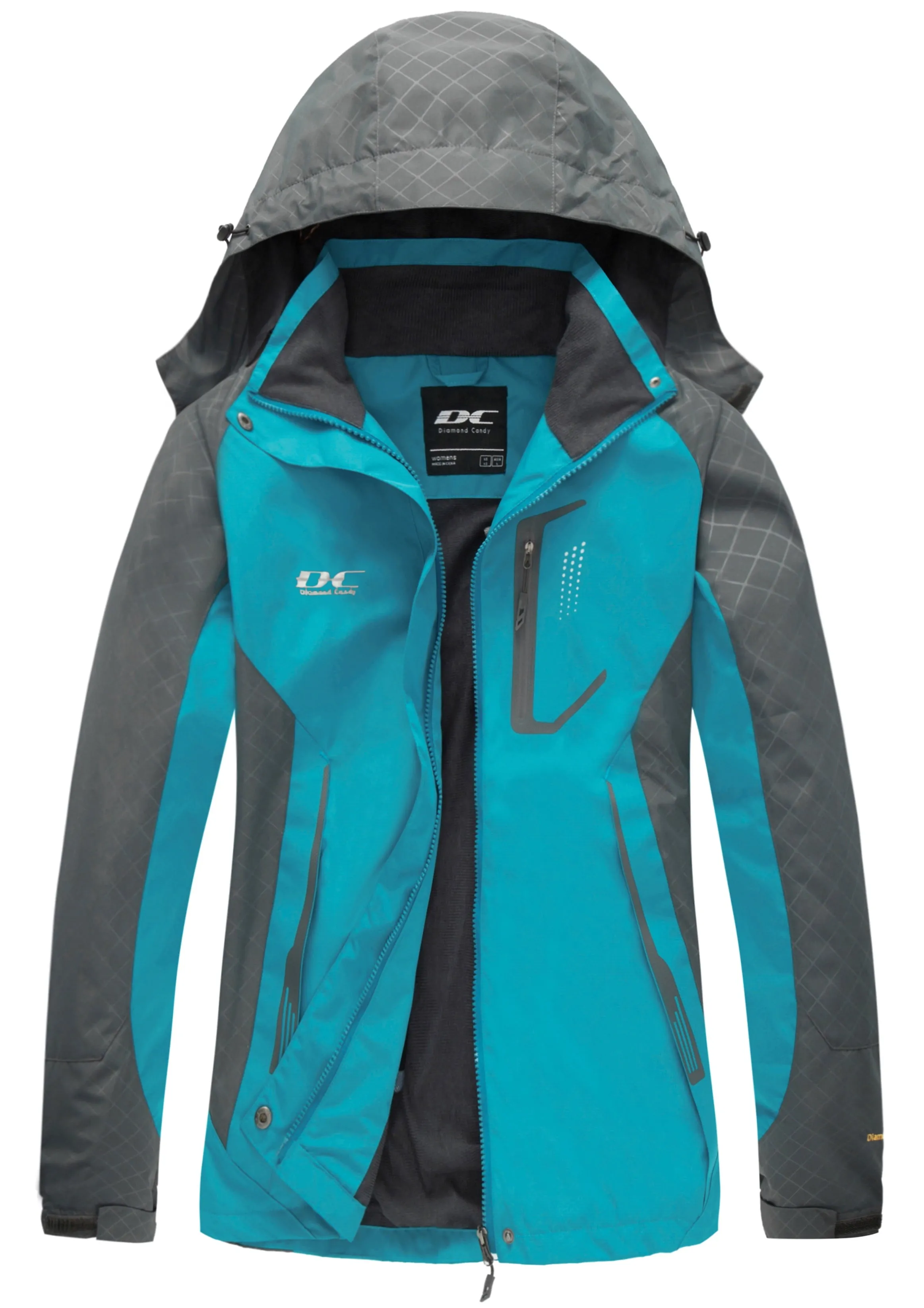 Diamond Candy Womens Rain Jacket Waterproof Coat with Hood Windproof Lightweight Hiking Jackets
