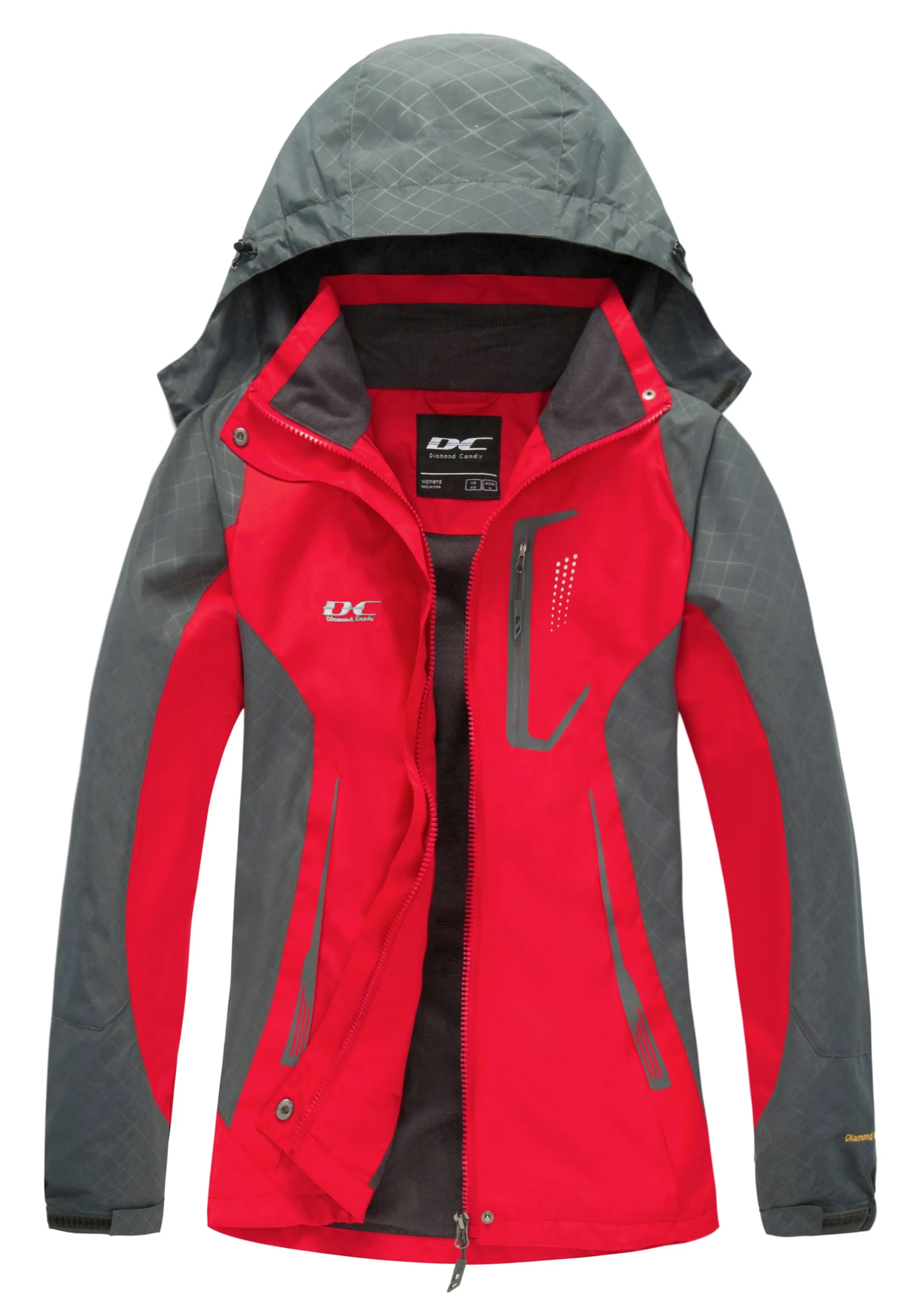 Diamond Candy Womens Rain Jacket Waterproof Coat with Hood Windproof Lightweight Hiking Jackets