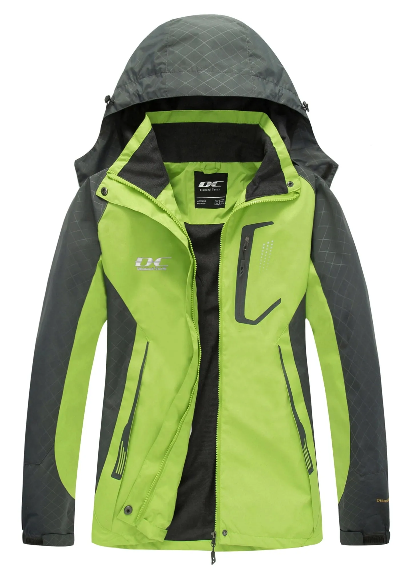 Diamond Candy Womens Rain Jacket Waterproof Coat with Hood Windproof Lightweight Hiking Jackets