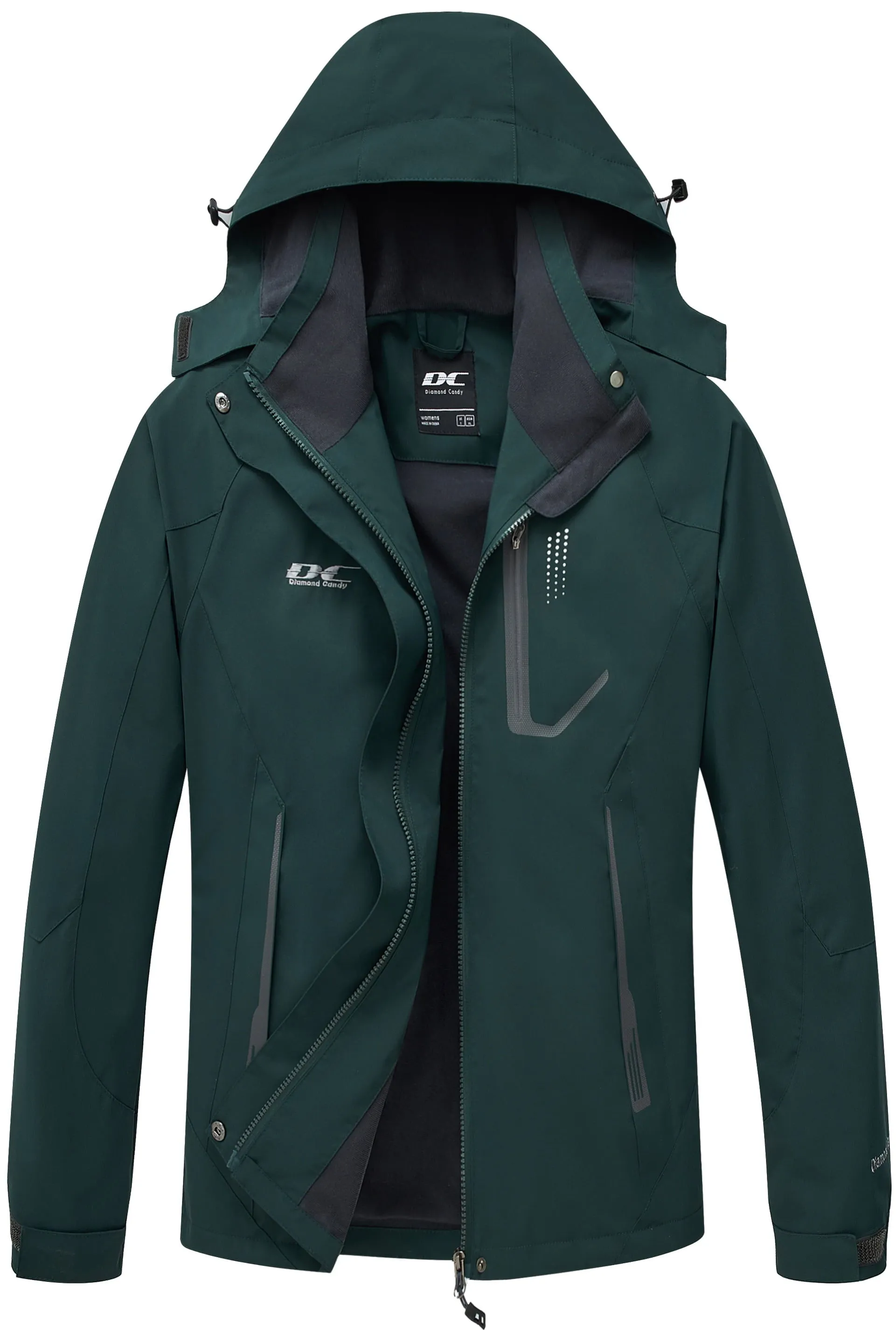 Diamond Candy Womens Rain Jacket Waterproof Coat with Hood Windproof Lightweight Hiking Jackets