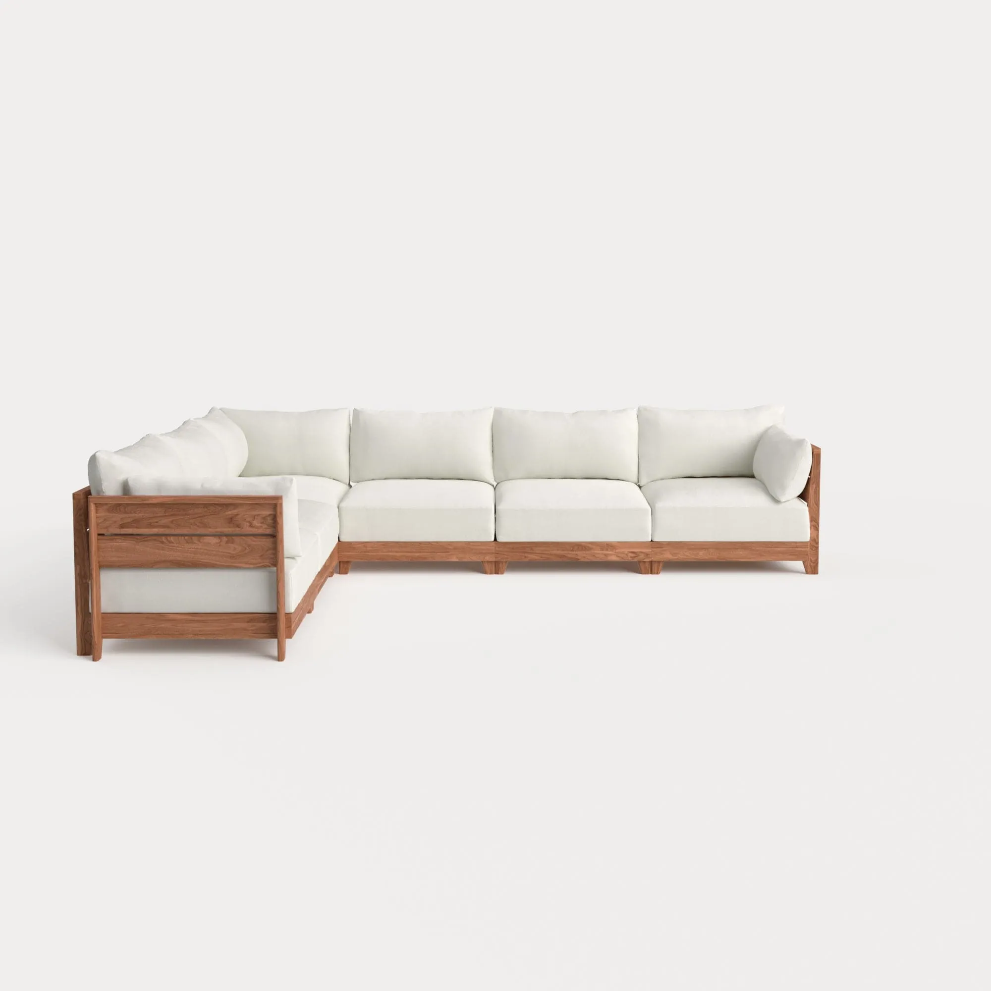Dwell™ Modular Teak Outdoor 6-Seater L-Sectional | Classic Canvas in Cloud