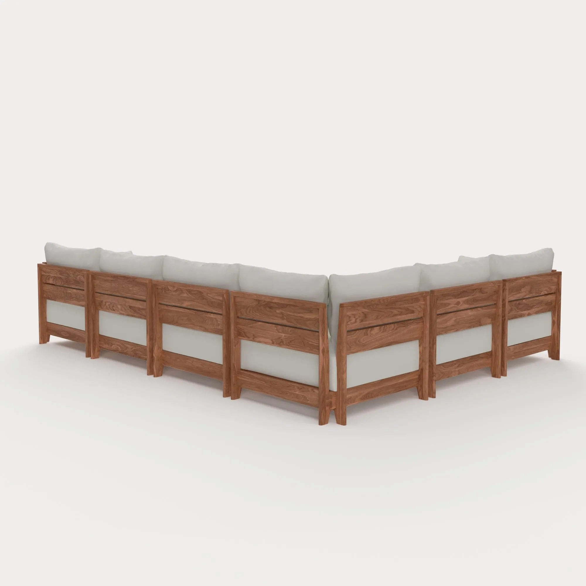 Dwell™ Modular Teak Outdoor 6-Seater L-Sectional | Classic Canvas in Cloud