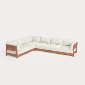 Dwell™ Modular Teak Outdoor 6-Seater L-Sectional | Classic Canvas in Cloud