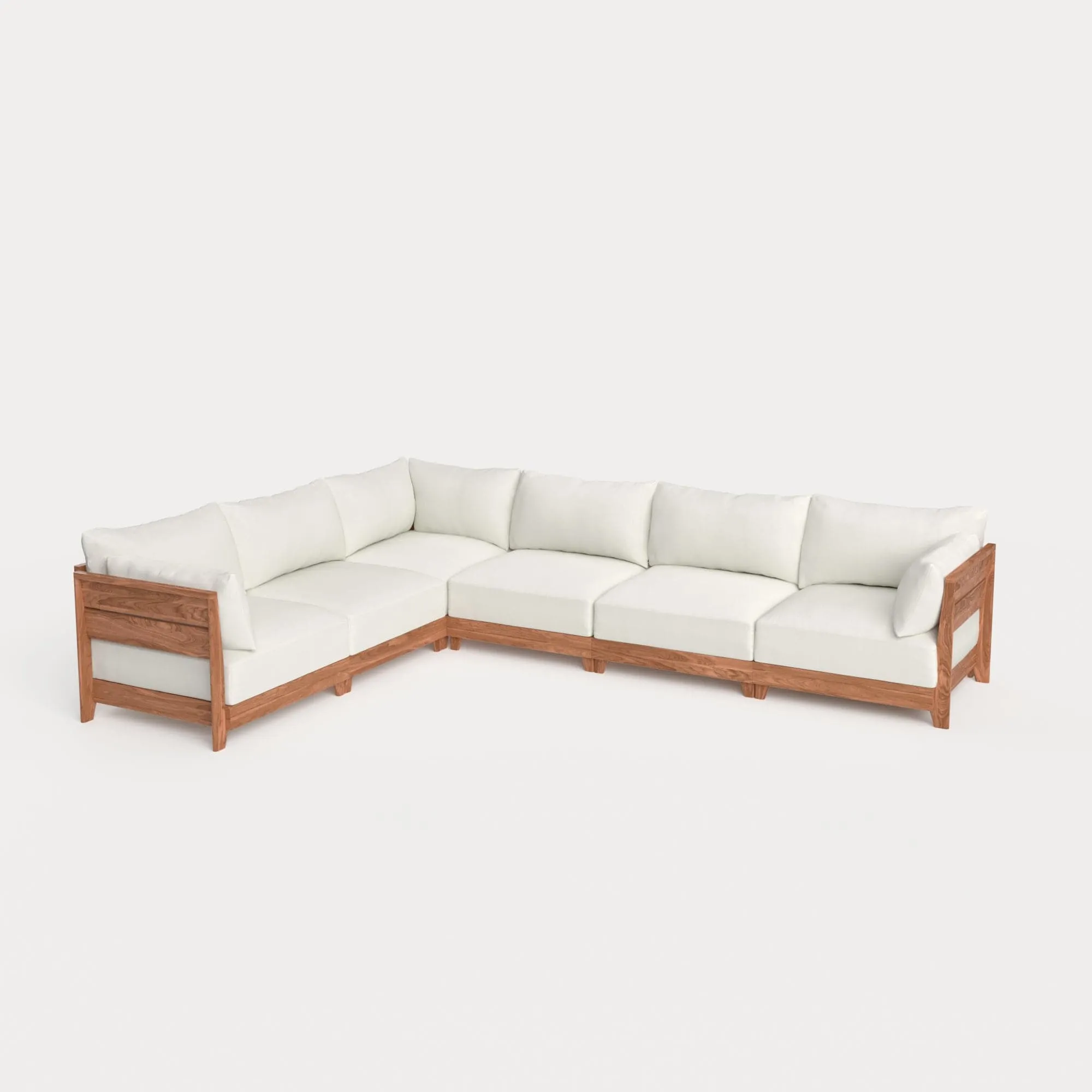Dwell™ Modular Teak Outdoor 6-Seater L-Sectional | Classic Canvas in Cloud