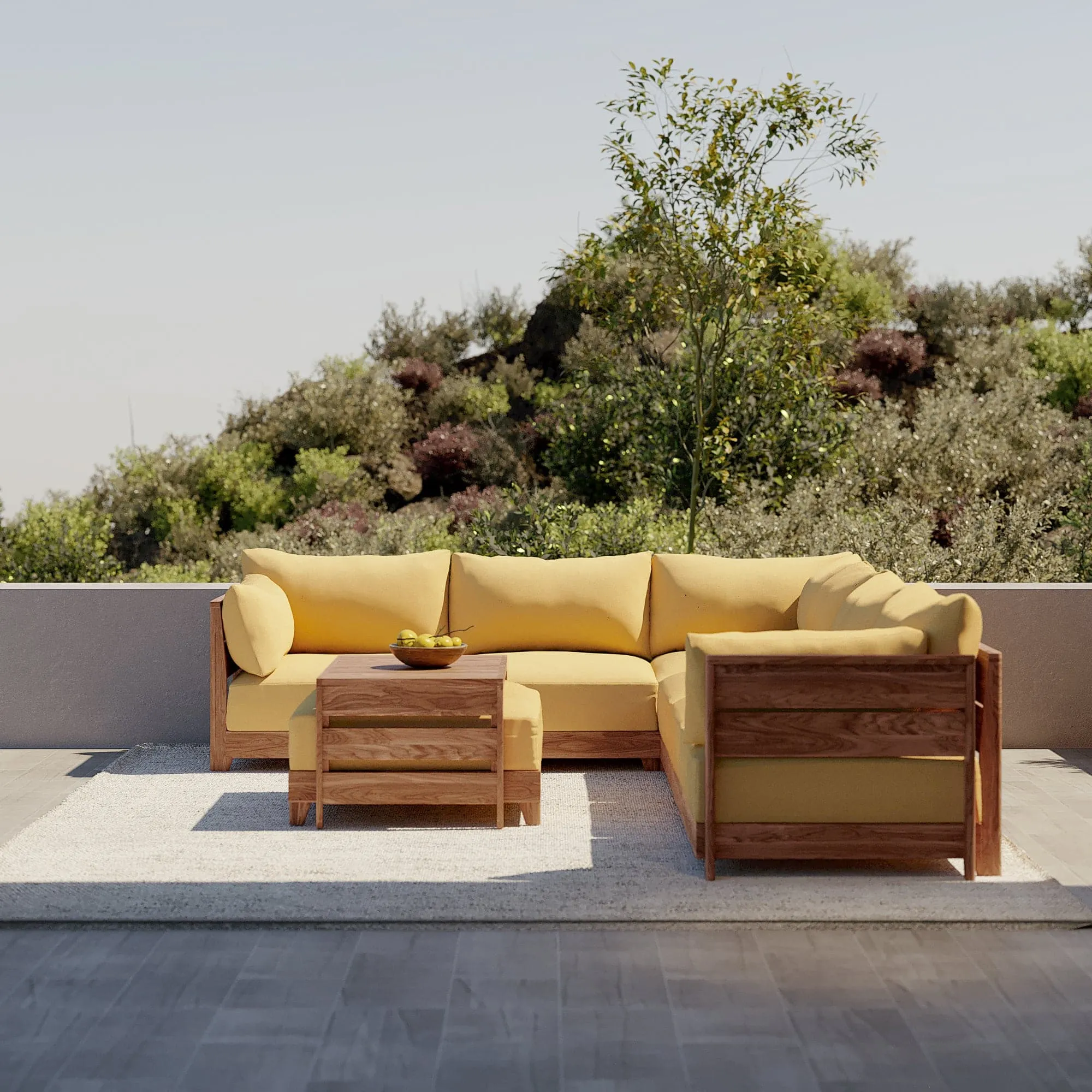 Dwell™ Modular Teak Outdoor Loveseat | Classic Canvas in Sun