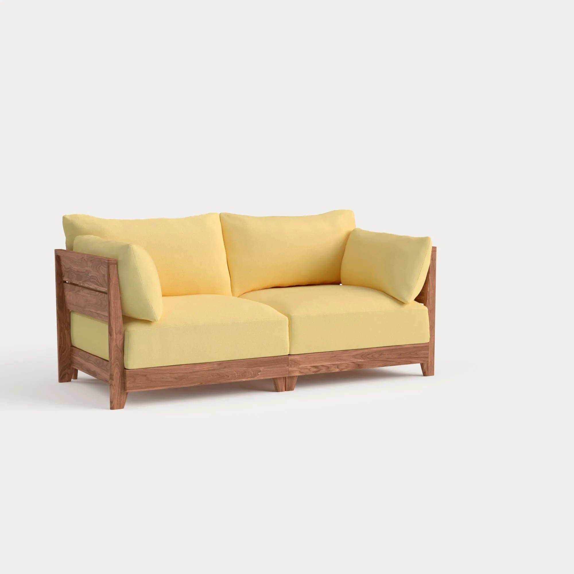 Dwell™ Modular Teak Outdoor Loveseat | Classic Canvas in Sun