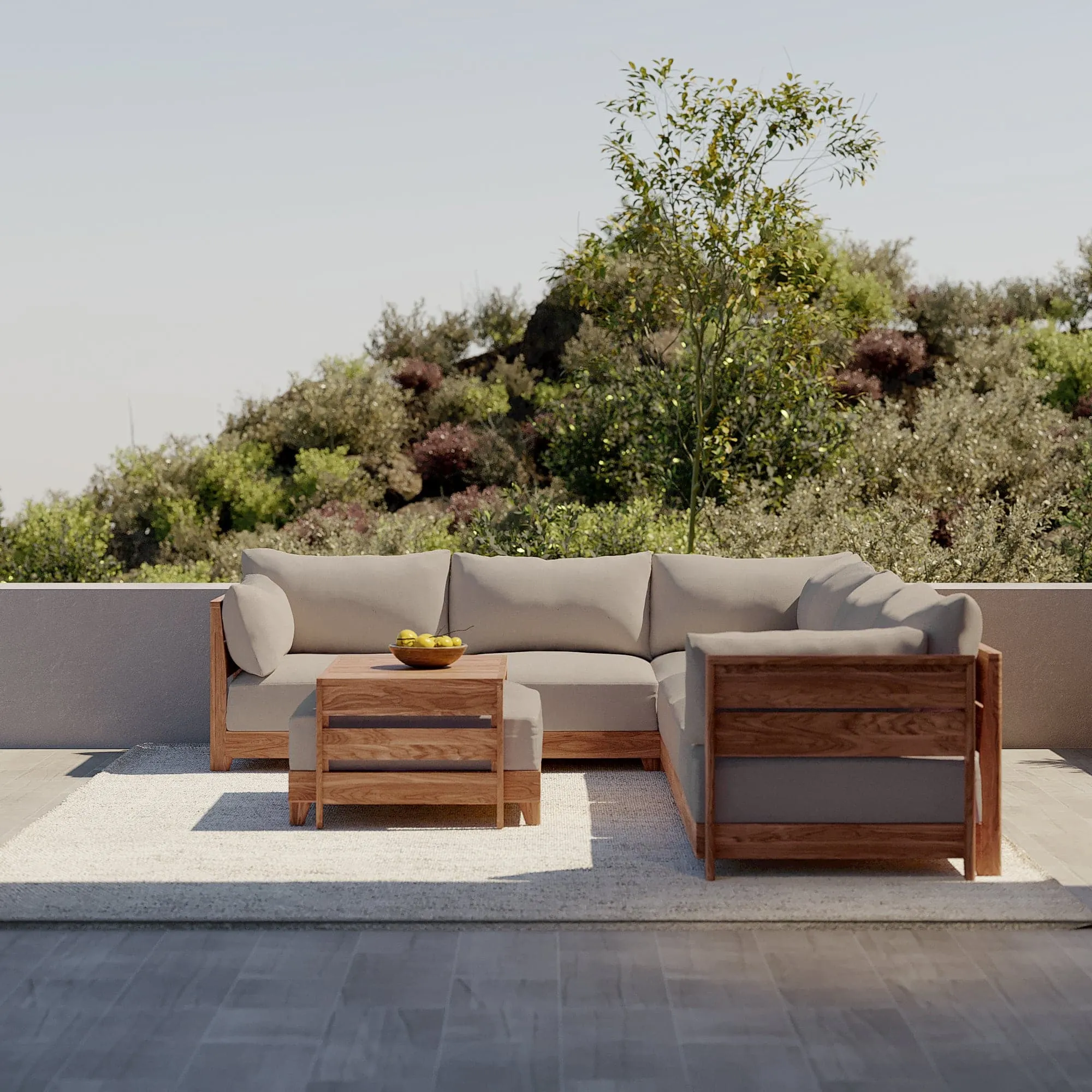 Dwell™ Modular Teak Outdoor Modular Unit - Armless Chair | Classic Canvas in Sand