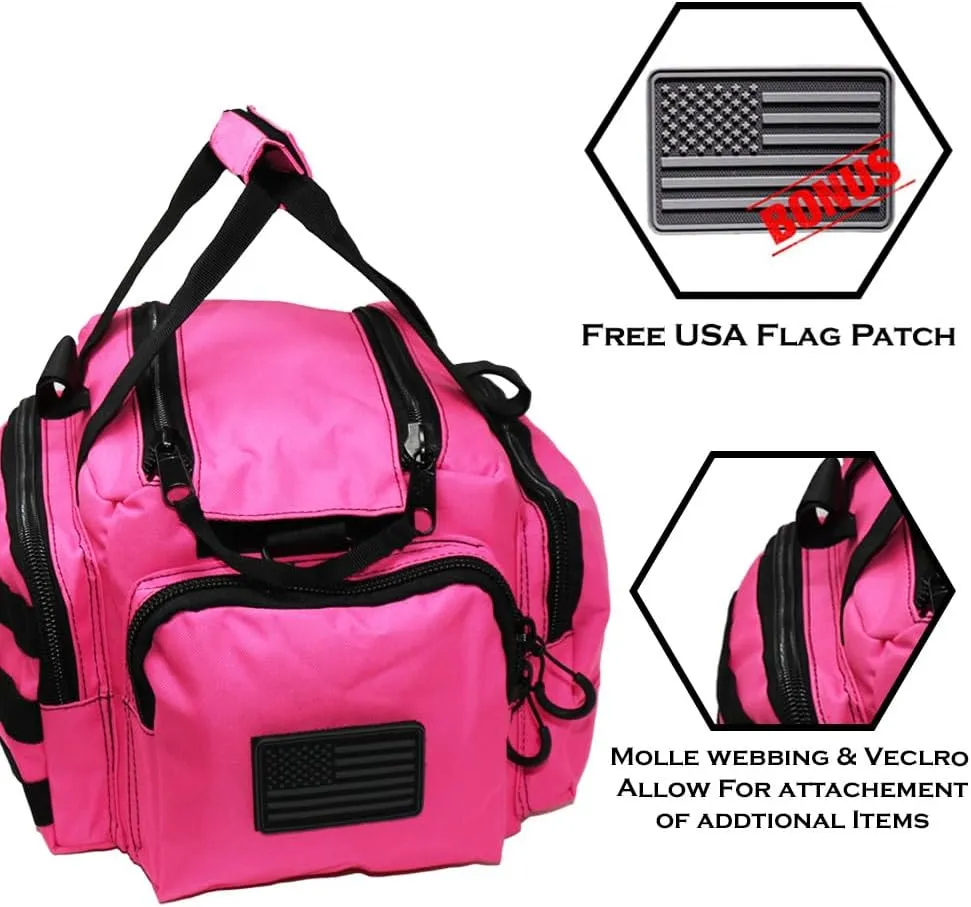 Exos Tactical Range Bag  Medium Size Range Bag for Shooting  Gun Case for Handguns, Ammo Bag, Tactical Range Bag, Molle Webbing, Free Subdued USA Patch, Designed in the USA