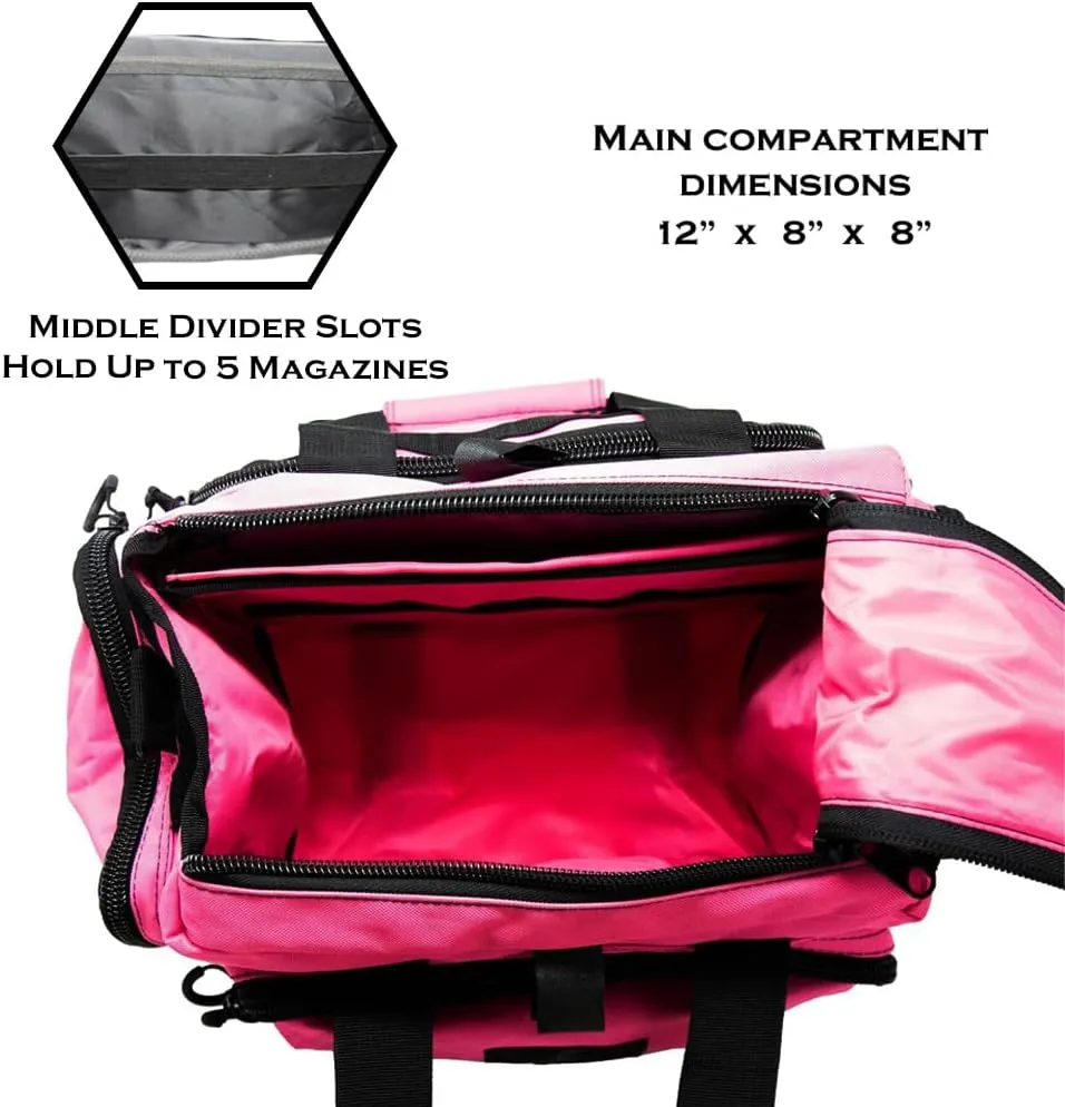 Exos Tactical Range Bag  Medium Size Range Bag for Shooting  Gun Case for Handguns, Ammo Bag, Tactical Range Bag, Molle Webbing, Free Subdued USA Patch, Designed in the USA