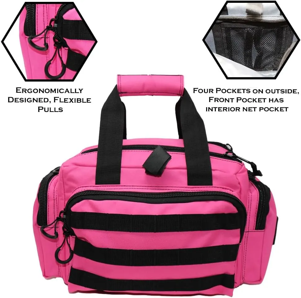 Exos Tactical Range Bag  Medium Size Range Bag for Shooting  Gun Case for Handguns, Ammo Bag, Tactical Range Bag, Molle Webbing, Free Subdued USA Patch, Designed in the USA