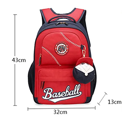 Fanci Baseball Cap Primary School Backpack for Teens Boys Elementary School Bookbag with Coin Purse