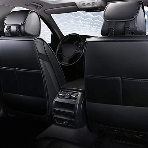 Front & Rear Seat Covers for Chevy Chevrolet Bolt EV EUV Car Seat Cover Luxury PU Leather Breathable Comfortable Black