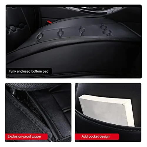 Front & Rear Seat Covers for Chevy Chevrolet Bolt EV EUV Car Seat Cover Luxury PU Leather Breathable Comfortable Black