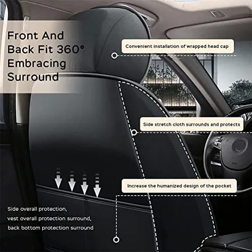 Front & Rear Seat Covers for Chevy Chevrolet Bolt EV EUV Car Seat Cover Luxury PU Leather Comfortable Stylish Black×Beige