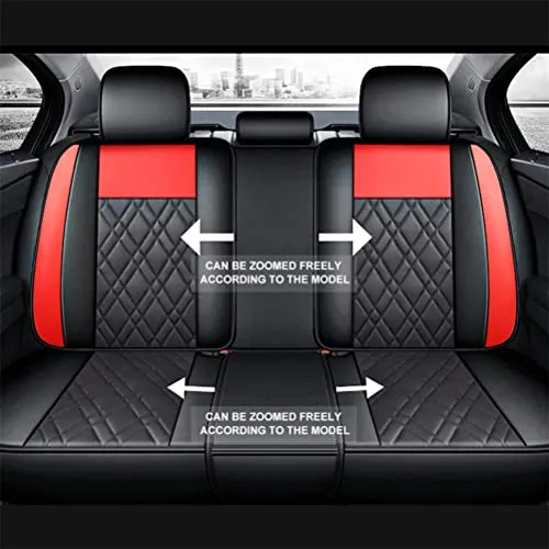 Front & Rear Seat Covers with Headrest Backrest Cushions for Chevy Chevrolet Bolt EV EUV Car Seat Cover Luxury Leather Fashionable Comfortable Black×Red