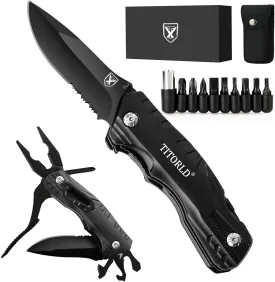 Gifts for Men Dad Husband Him Fathers Day, Pocket Knife Multitool, Unique Camping Hunting Fishing Tools Gift from Son Daughter Wife, Cool EDC Hiking Folding Knife