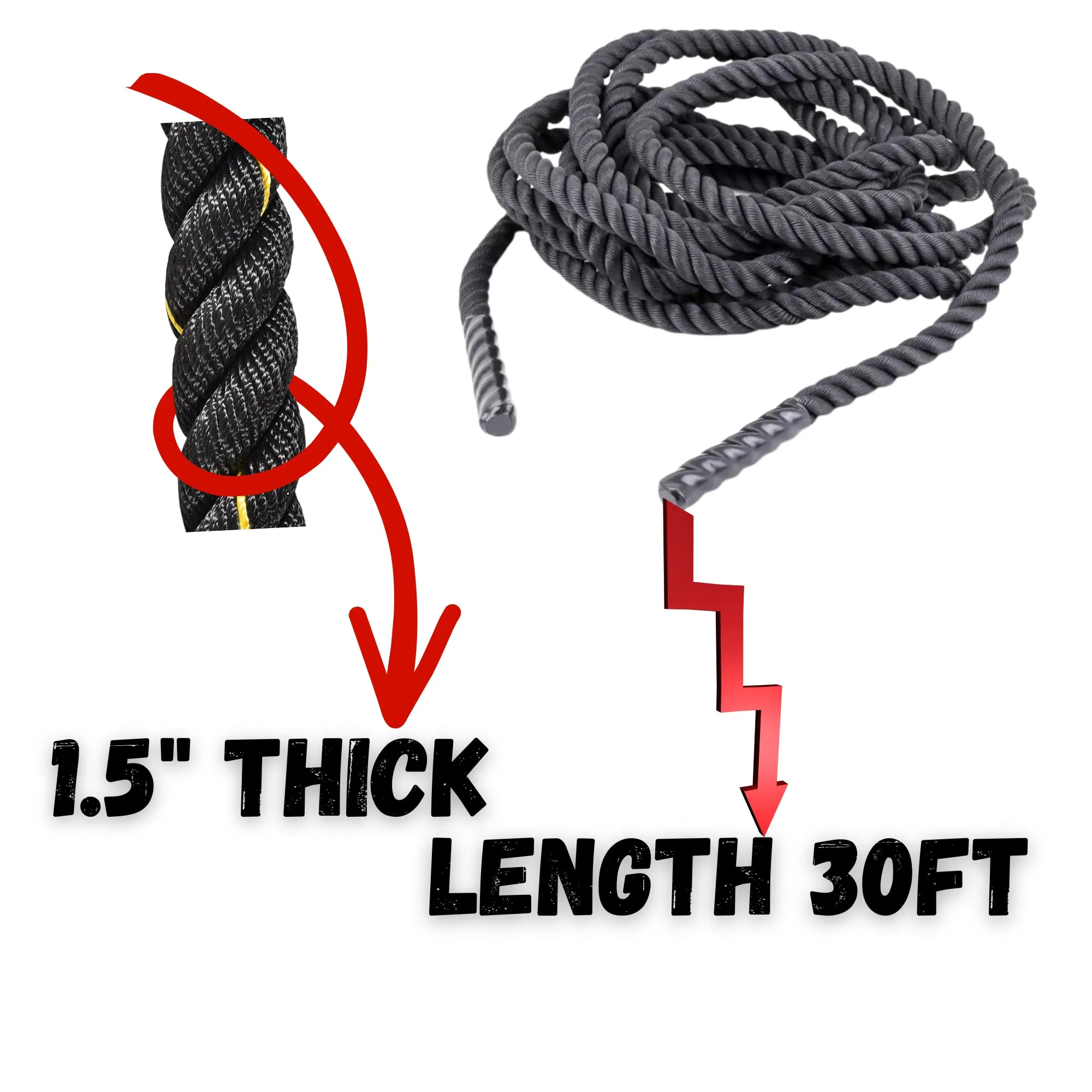 Hashtag Fitness battle rope for gym Heavy Battle Rope for Strength Training Home Fitness Exercise Rope,D Anchor Strap Included