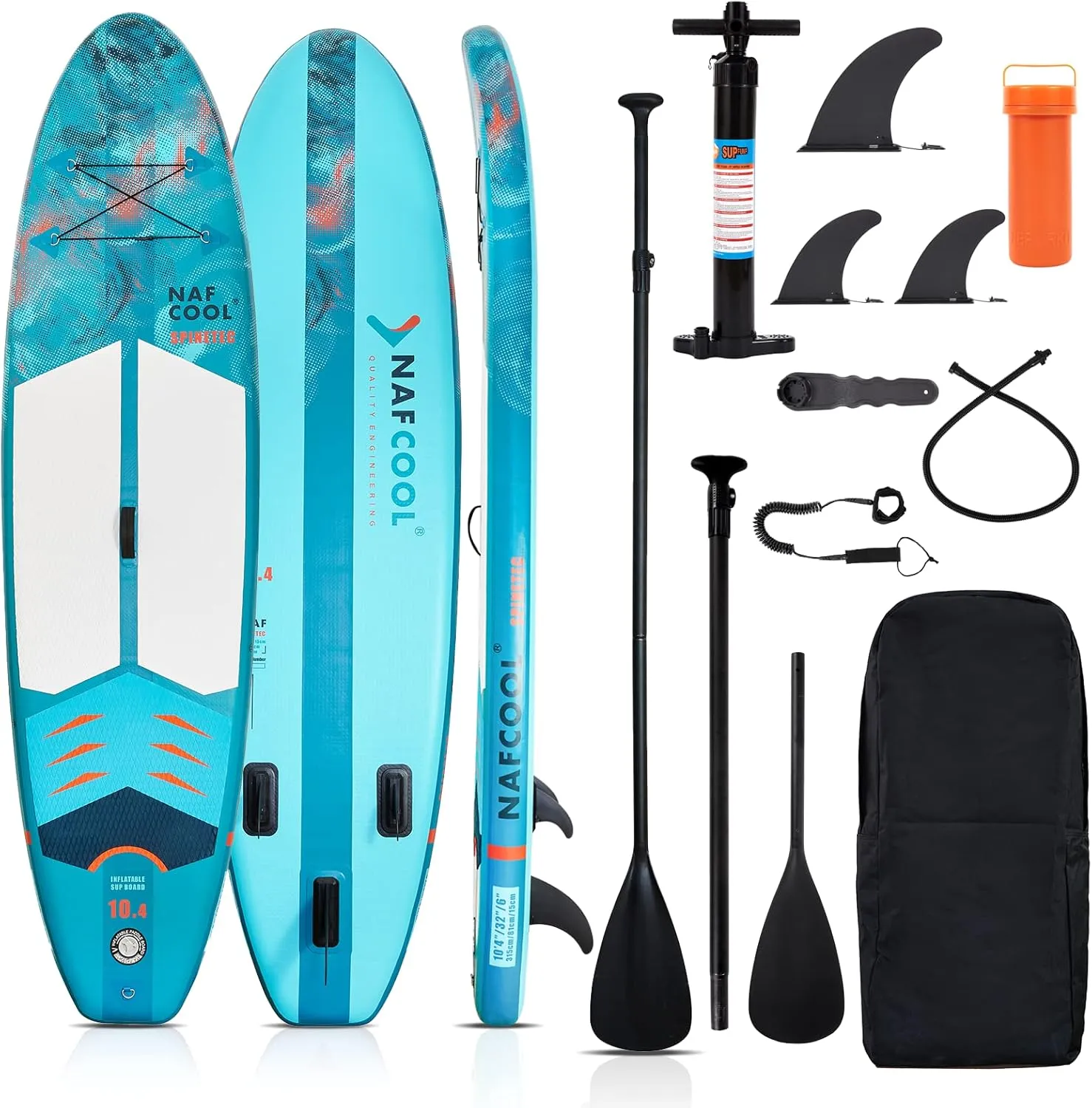 Inflatable Stand Up Paddle Board,10'4"32"6" Surfing Standing Paddle Board with SUP Accessories & Backpack, Non-Slip Deck,Removable Fins,Leash,Paddle,Hand Pump for Youth & Adult(Lake Blue)
