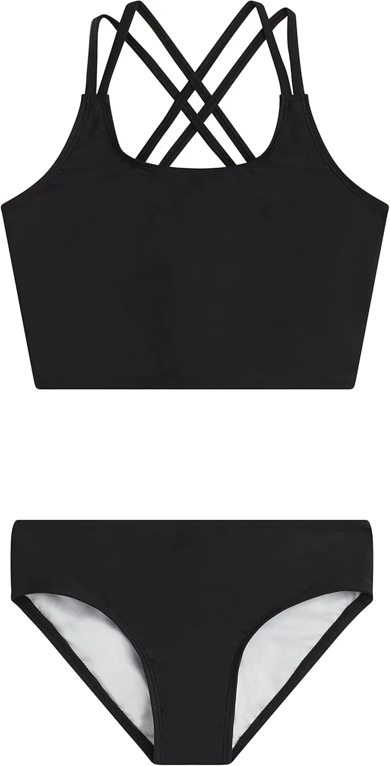 Kanu Surf Girls' Waverly UPF 50  Beach Sport Criss-Cross Tankini